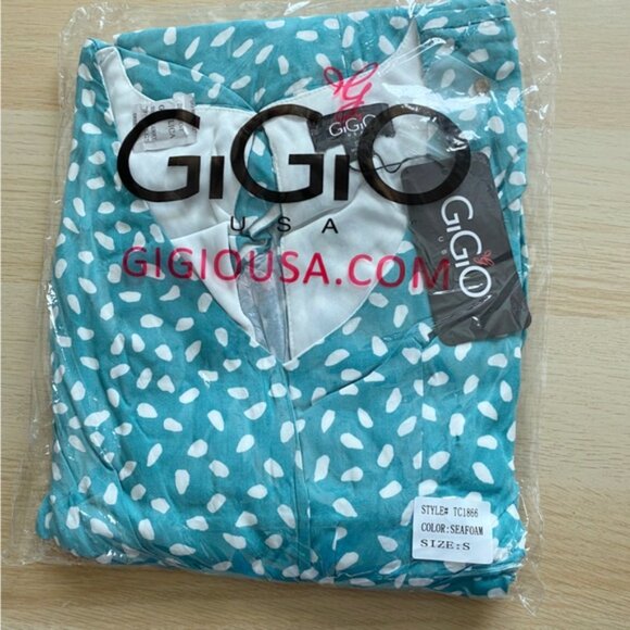 Gigio Spotted Sideways Seafoam White Polka Dot Dotted Romper Pockets New Small - Picture 8 of 9